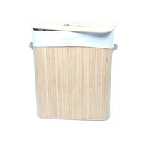 Cesto portabiancheria bambù chiaro 105l, due scomparti, sacco interno rimovibile