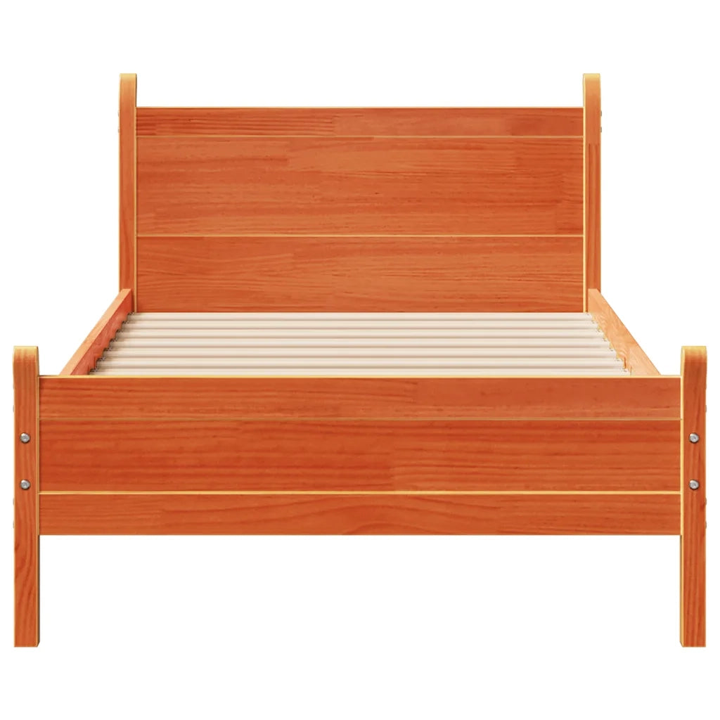 Letto senza Materasso Marrone Cera 75x190 cm in Legno di Pino 855617
