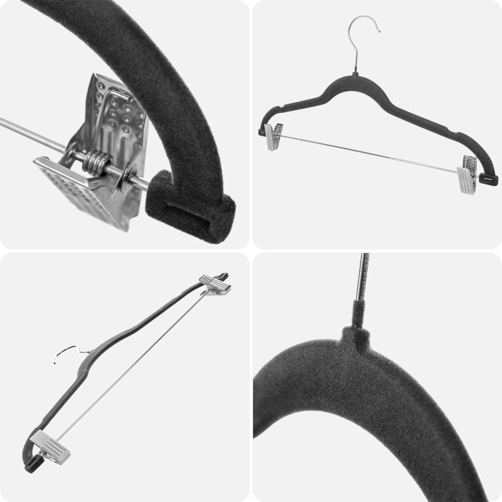 Grucce appendiabiti KADAX con clip per armadio, modello Loft, effetto floccato, 3 pezzi