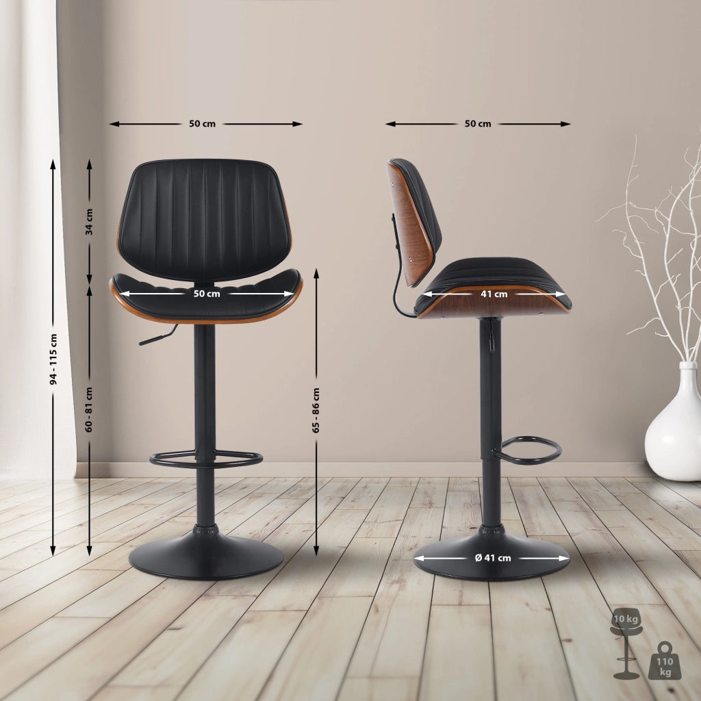 Sgabello da bar Clawson in ecopelle nera 1