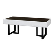 Tavolino da Caffè con Struttura in Ferro; Piano Nero Lucido Parziale; Stile Moderno; in MDF e Truciolare; Nero Bianco