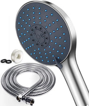 Douchekop grande per docce - Maniglia da docce con tubo in acciaio inox - Efficace nel risparmio d'acqua e aumento della pressione - Cromato - Douchekop universale - 7 modalità doccia