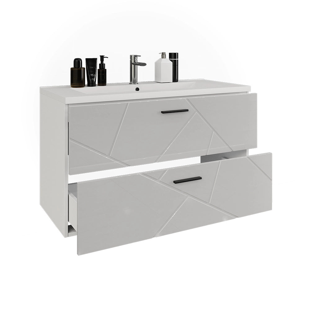 Vicco Set di mobili da bagno Bianco/bianco lucido 2 parti