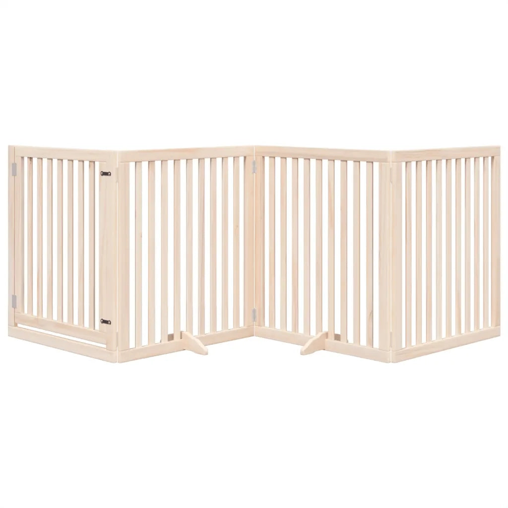 Cancello per Cani con Porta Pieghevole 4 Pannelli 320 cm Pioppo CFW1228258