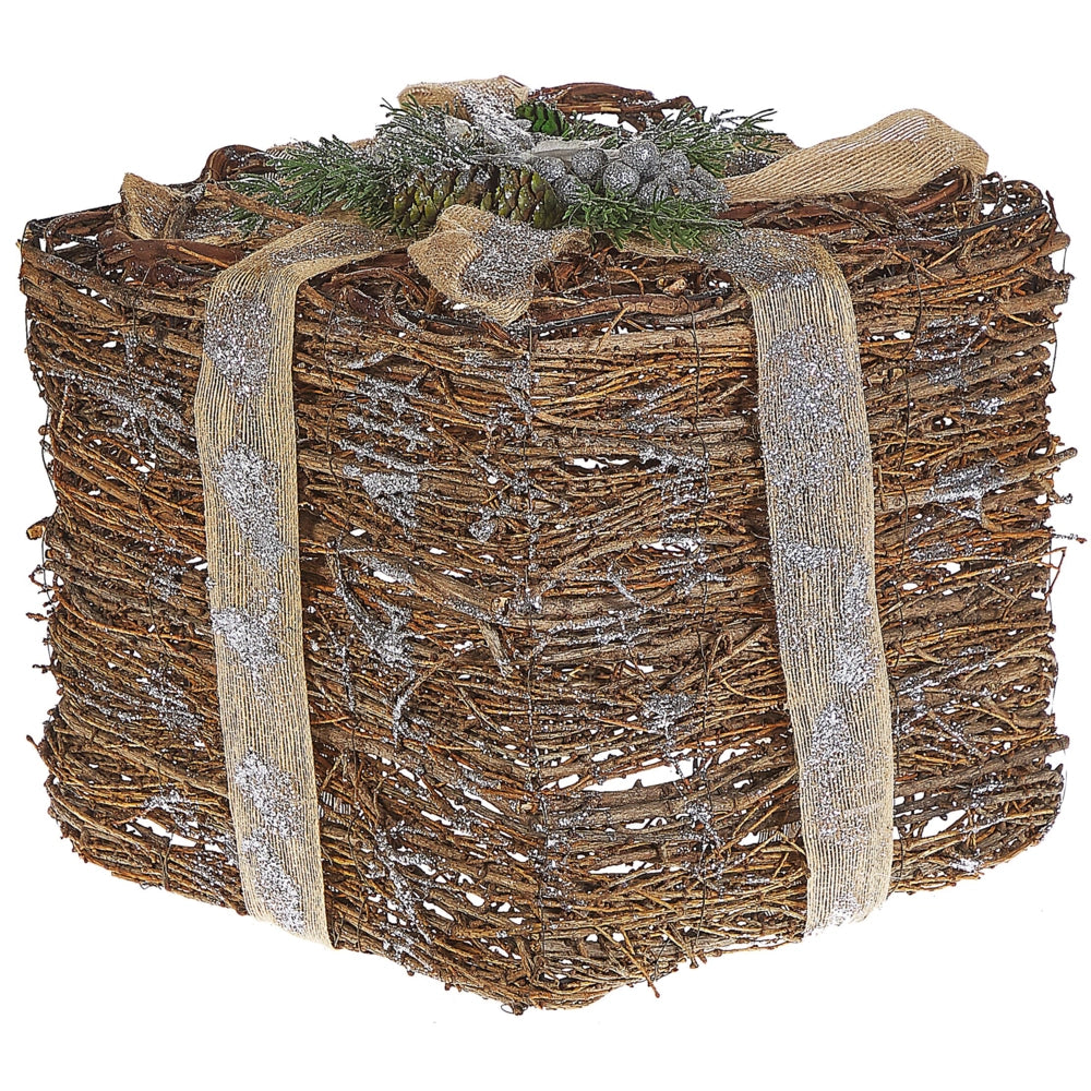 Scatole regalo decorative Set di decorazioni natalizie in legno argento di 2 quadrati di varie dimensioni Design rustico