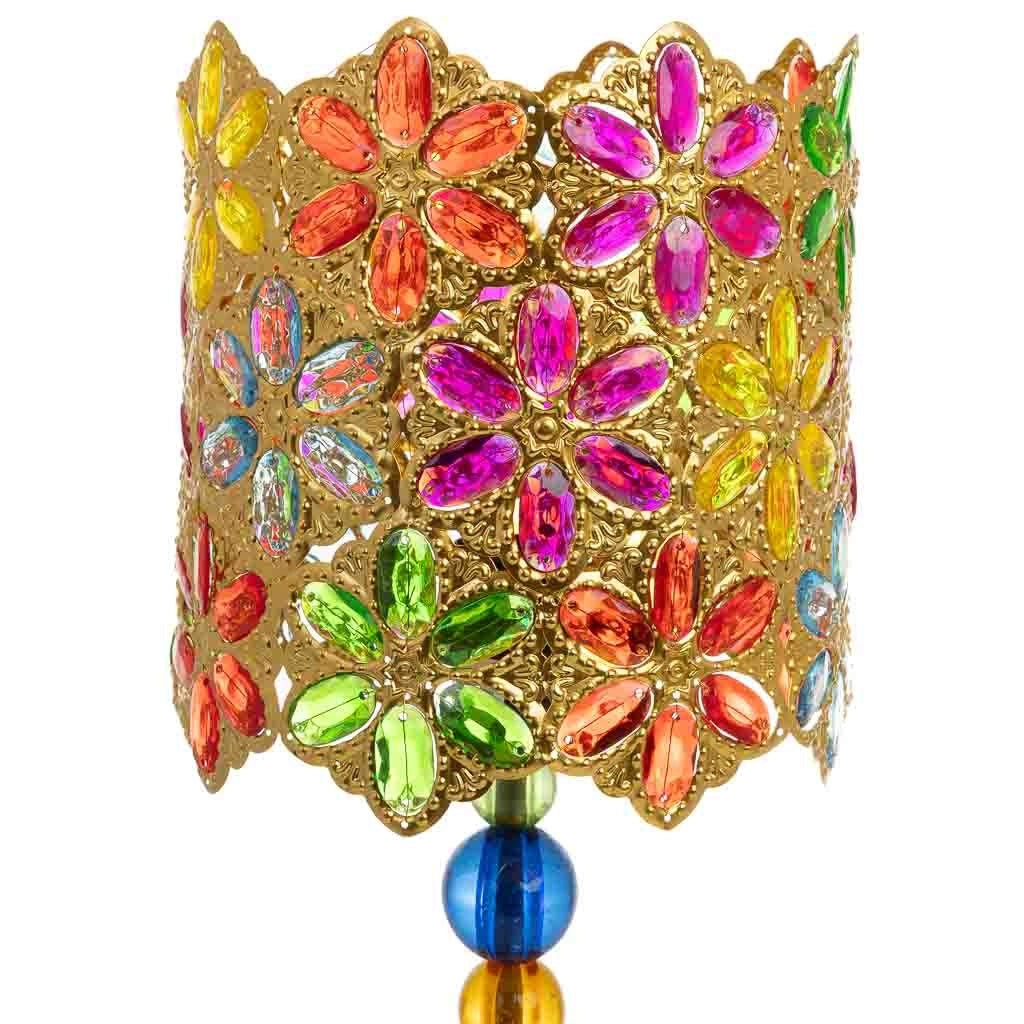 Lampada in metallo con vetro acrilico colorato 23x23x46