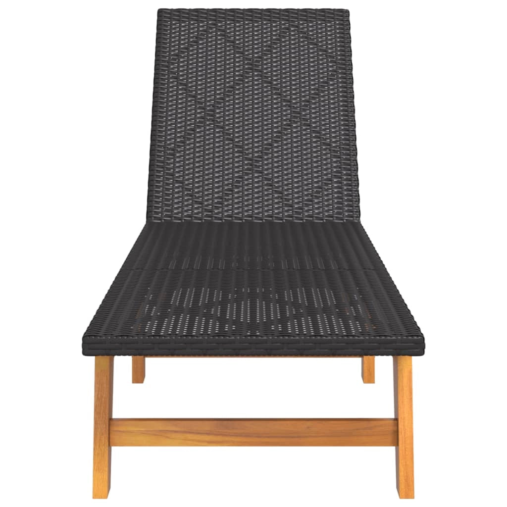 Set di 2 lettini prendisole sedie a sdraio lettini prendisole aiuole da giardino mobili da giardino resina intrecciata/legno di acacia nero/marrone 02_0012147