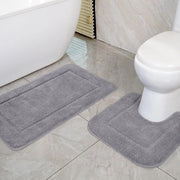 Set di tappeti da bagno in microfibra alta densità, antiscivolo e veloce asciugatura, 53x86 cm e 50x50 cm, grigio