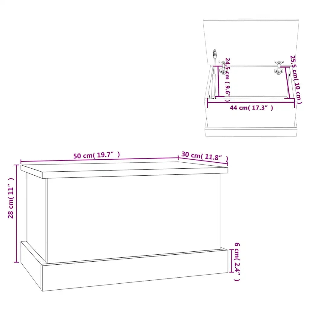 Contenitore Portaoggetti Nero 50x30x28 cm Legno Multistrato 816497
