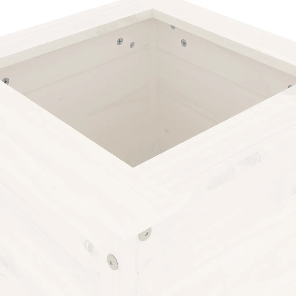 Fioriera | Cassetta per fiori | Vaso da Giardino Bianca 40x40x78 cm Legno Massello di Pino