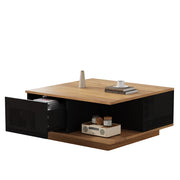Tavolino da caffè con 3 cassetti e vano aperto; per soggiorno; in truciolare; 70×70×31.5 cm