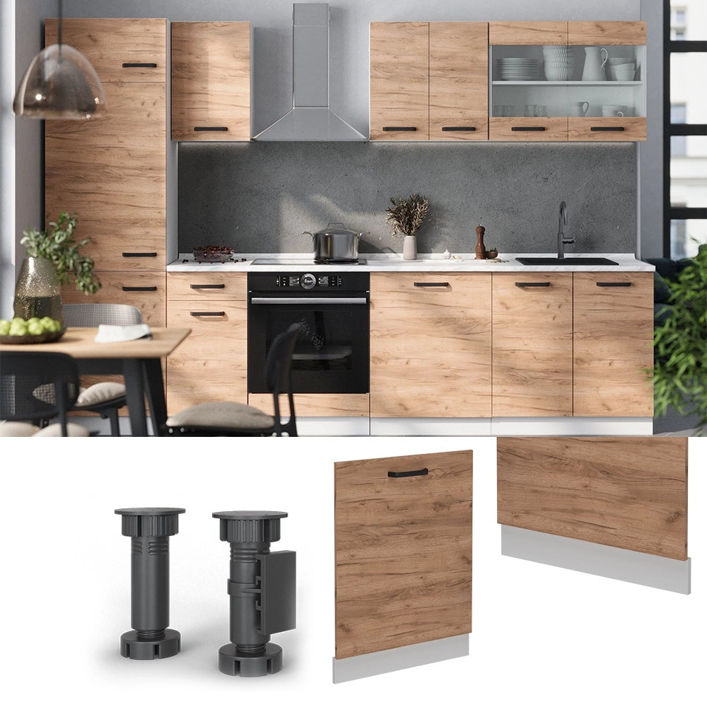 Pannello frontale della lavastoviglie R-Line Rovere dorato/Bianco 60 cm senza piano di lavoro Vicco