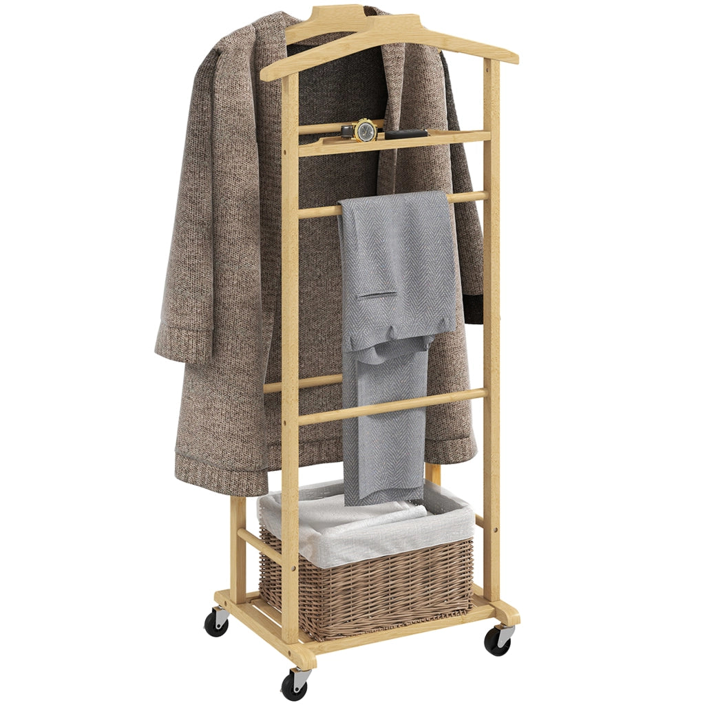 Armadio con appendiabiti e ruote ¨C zephmum ¨C bamboo 47x33,7x105,5 cm naturale