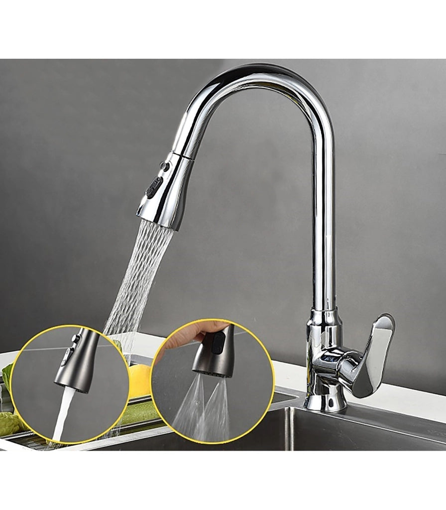 Rubinetto Cucina LH-118 | Ottone Antibatterico | Bocca Estraibile 3 Modi