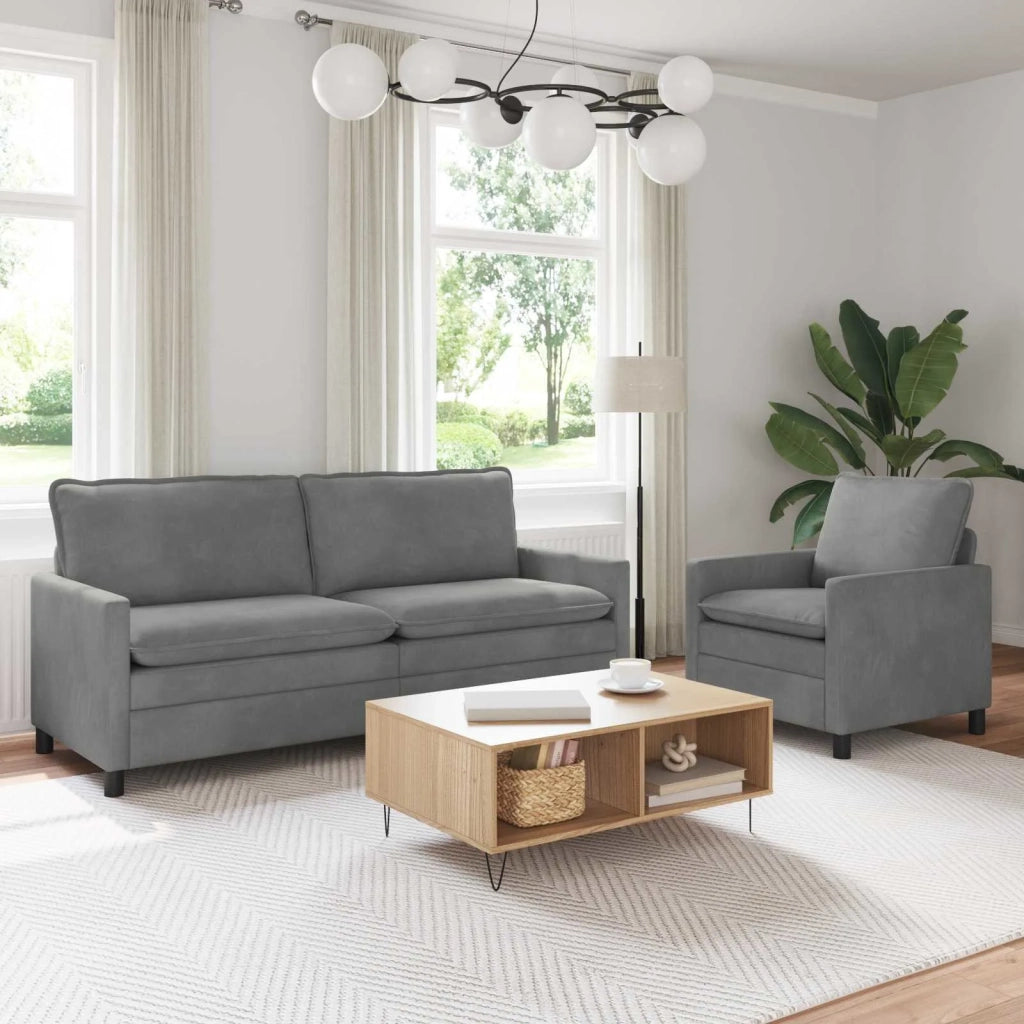 Set di divani 2 pcs Grigio Scuro Velluto
