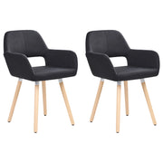 Set di 2 sedie da pranzo rivestimento in tessuto Nero gambe in legno chiaro stile moderno eclettico