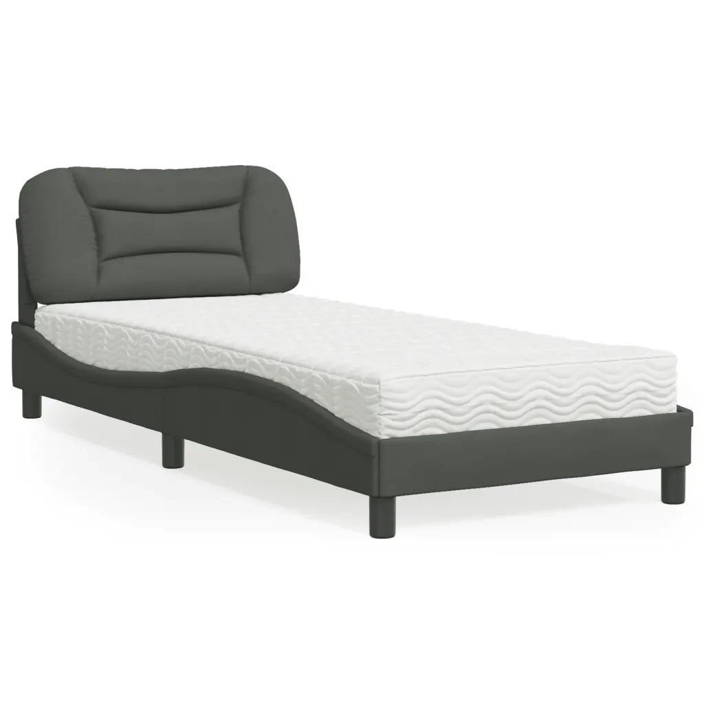 Letto con Materasso Hvar Grigio Scuro 90x200 cm in Tessuto
