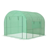Serra da giardino a tunnel in PE Alta densità, con 2 Porte con zip 300x300x200 cm, Verde