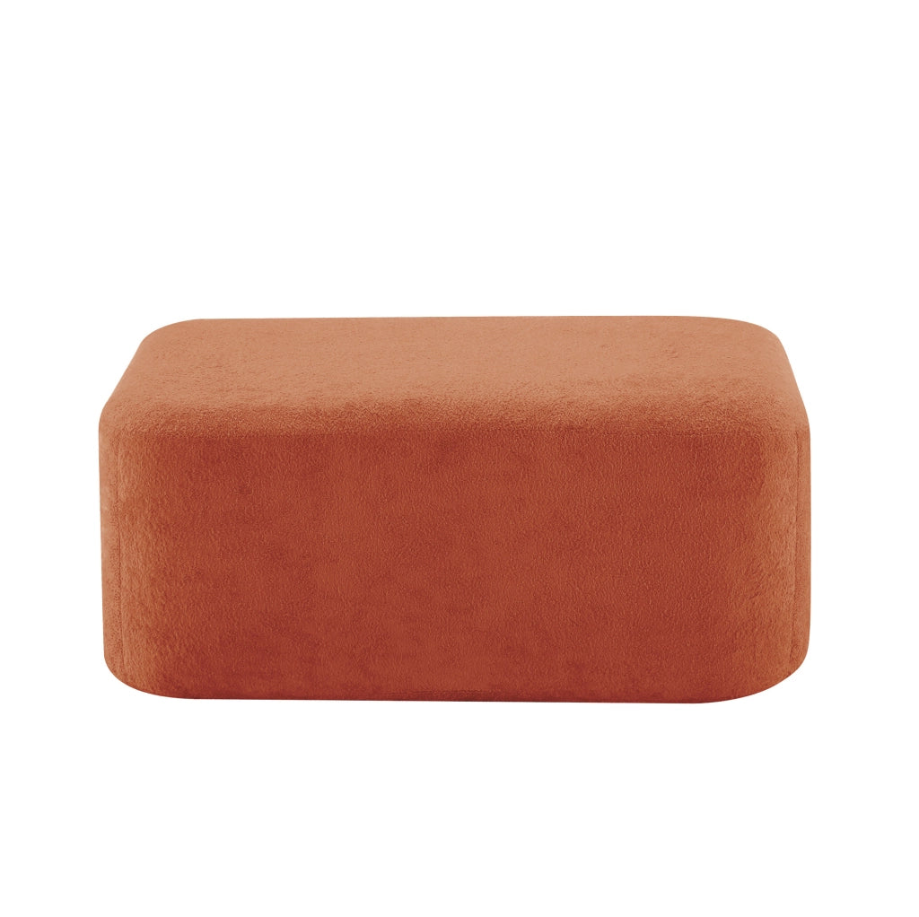 Divano modulare arancione in velluto con pouf collegabile senza montaggio