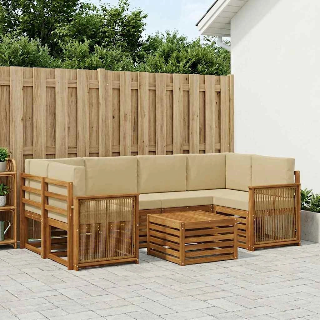 Set di divani da esterno 7 pz Naturale e Beige 3384089