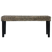 Panca 110 cm Nera in Rattan Naturale Kubu e Massello di Mogano 285790