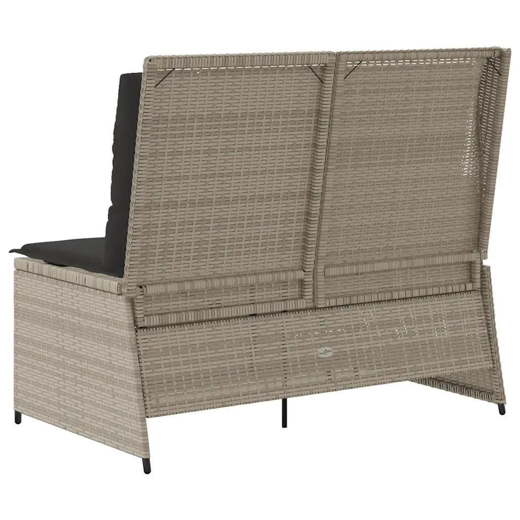 Panca Reclinabile Giardino con Cuscini-Sgabello-Sedia da esterno Grigio Chiaro Polyrattan 428465