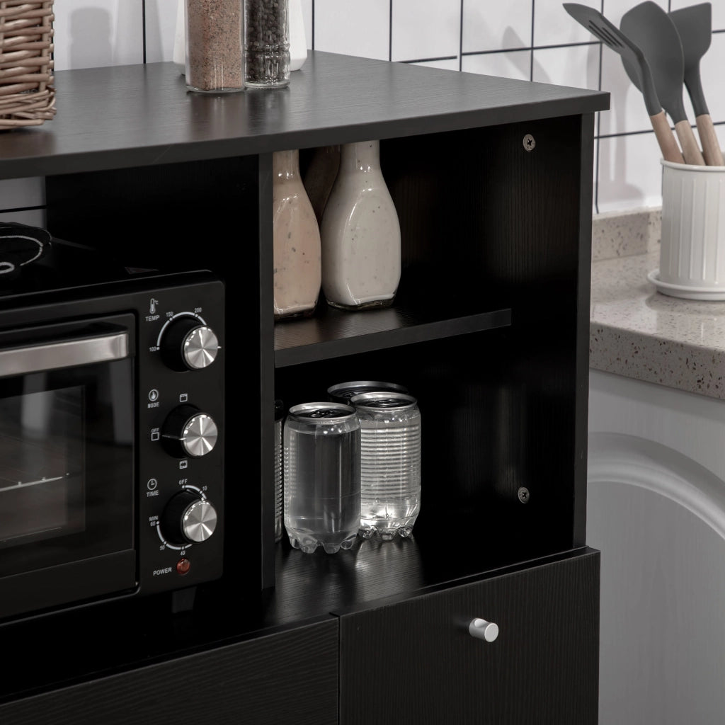 Credenza da cucina con ante, ripiani e cassetto ¨C zephmum ¨C nero, legno, 90x40x120 cm