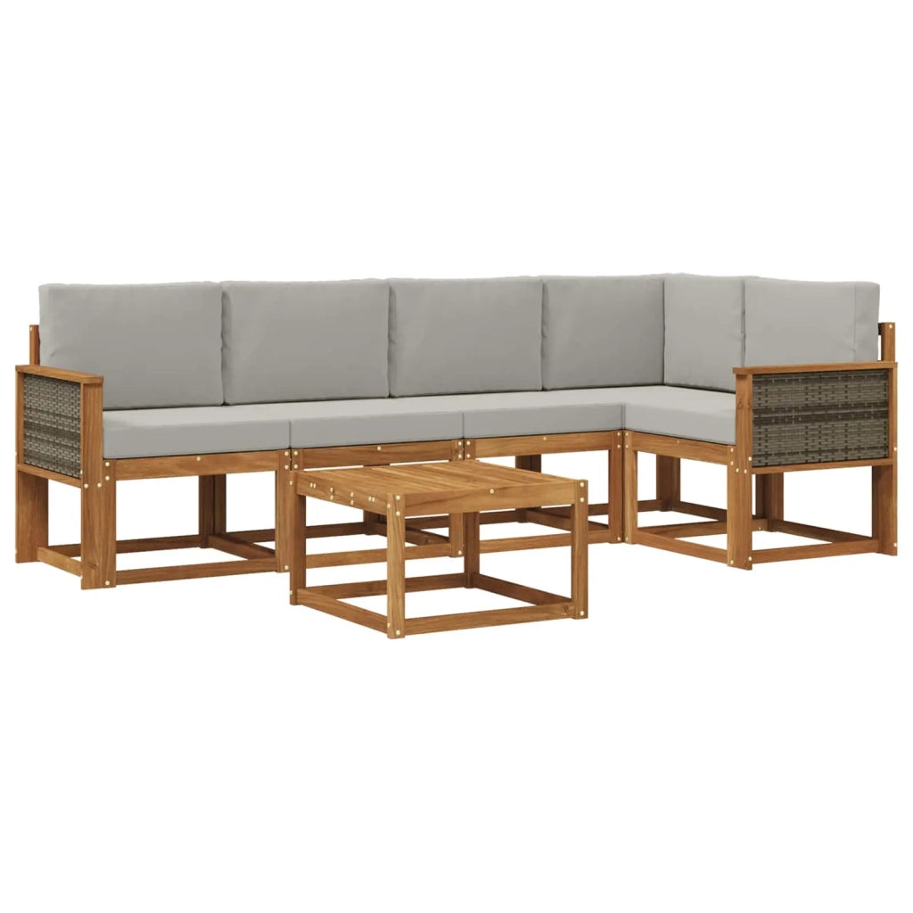 Set di divani da esterno 6 pz Naturale e Grigio Chiaro 3385227