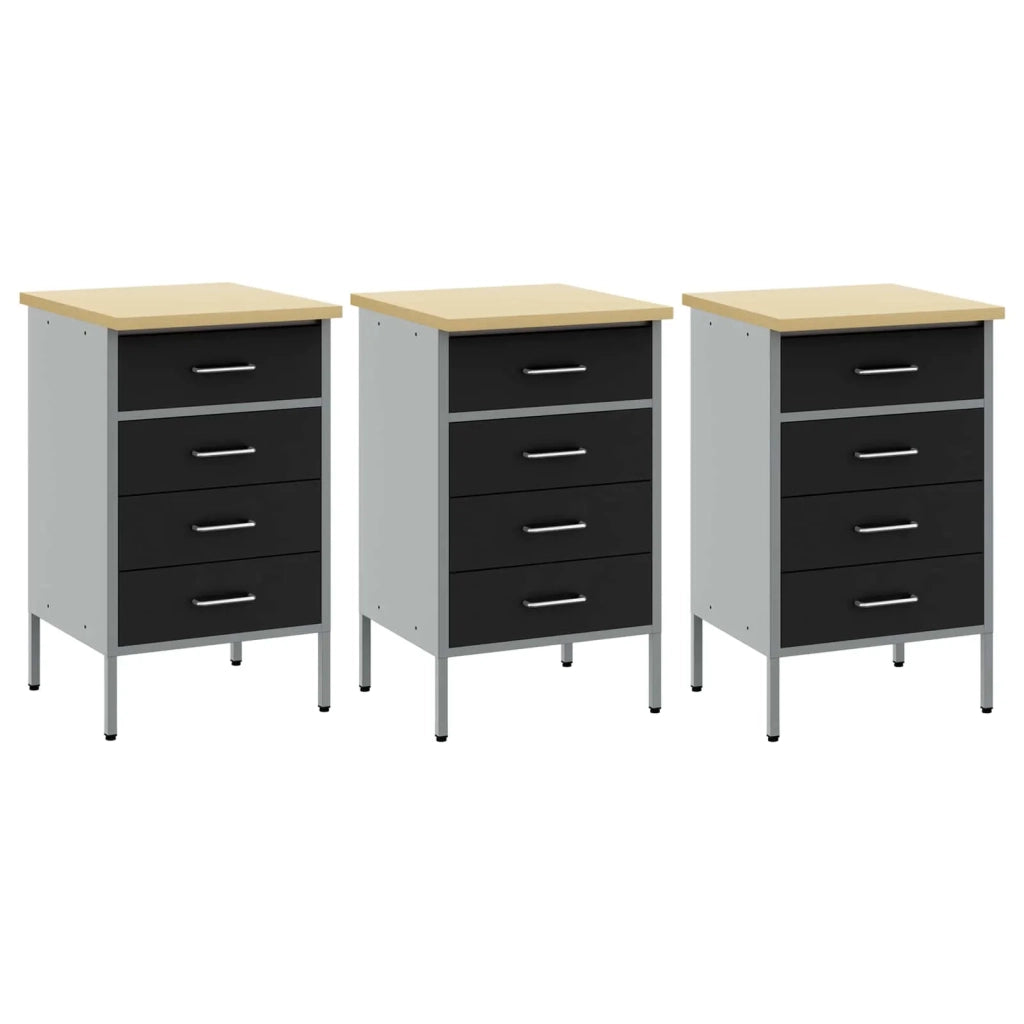 Mobile da lavoro 3 pcs Nero e Grigio 150 x 55 x 85 cm 3321368