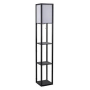 Lampada a Terra 40W con 3 Mensole Integrate e Interruttore a Pedale, Lampada Moderna in MDF e PS, 26x26x160 cm, Nero e Bianco