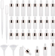 Flessini per olii essenziali con coperchio in lega di alluminio dorato, 30 pezzi, 5ml 3ml 1ml, mini flaconi vuoti per olii essenziali, coperchio con pesatura in Rose Gold, riempibili con dosatore in plastica da 2ml.