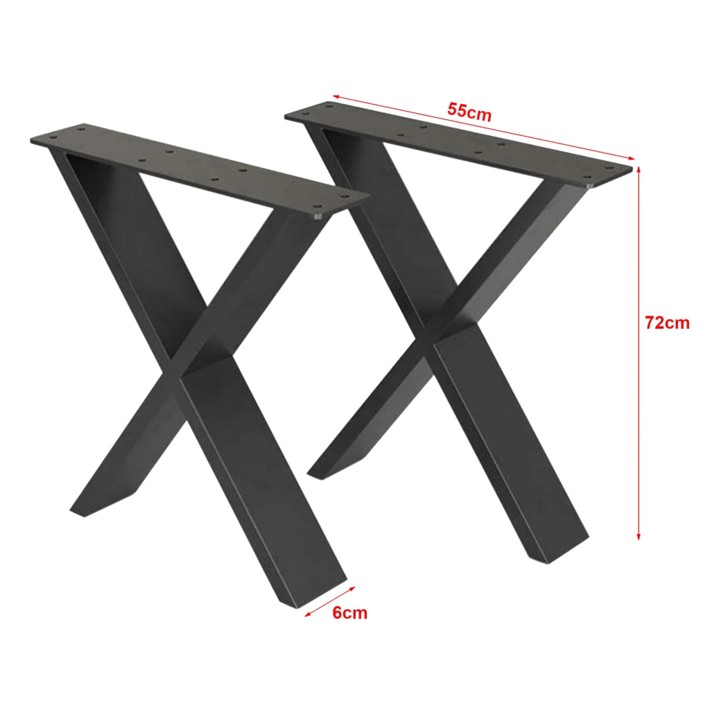 Set di 2 gambe per tavolo in acciaio a forma di X Maribo 72 x 55 x 6 cm 03_0008090