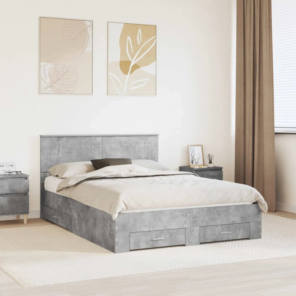 Struttura del letto con testiera Grigio cemento 140 x 200 cm 3408266