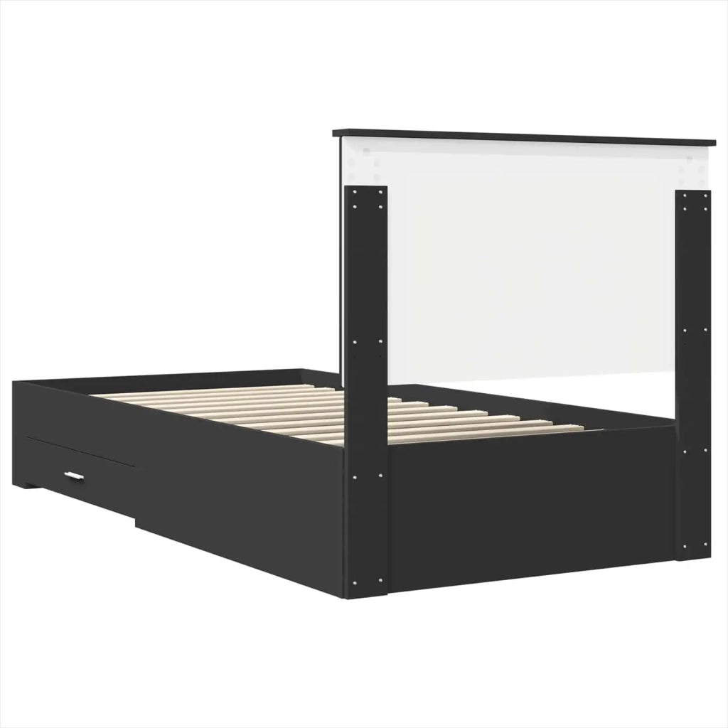 Struttura del letto con testiera Nero e Argento 90 x 200 cm 3411342