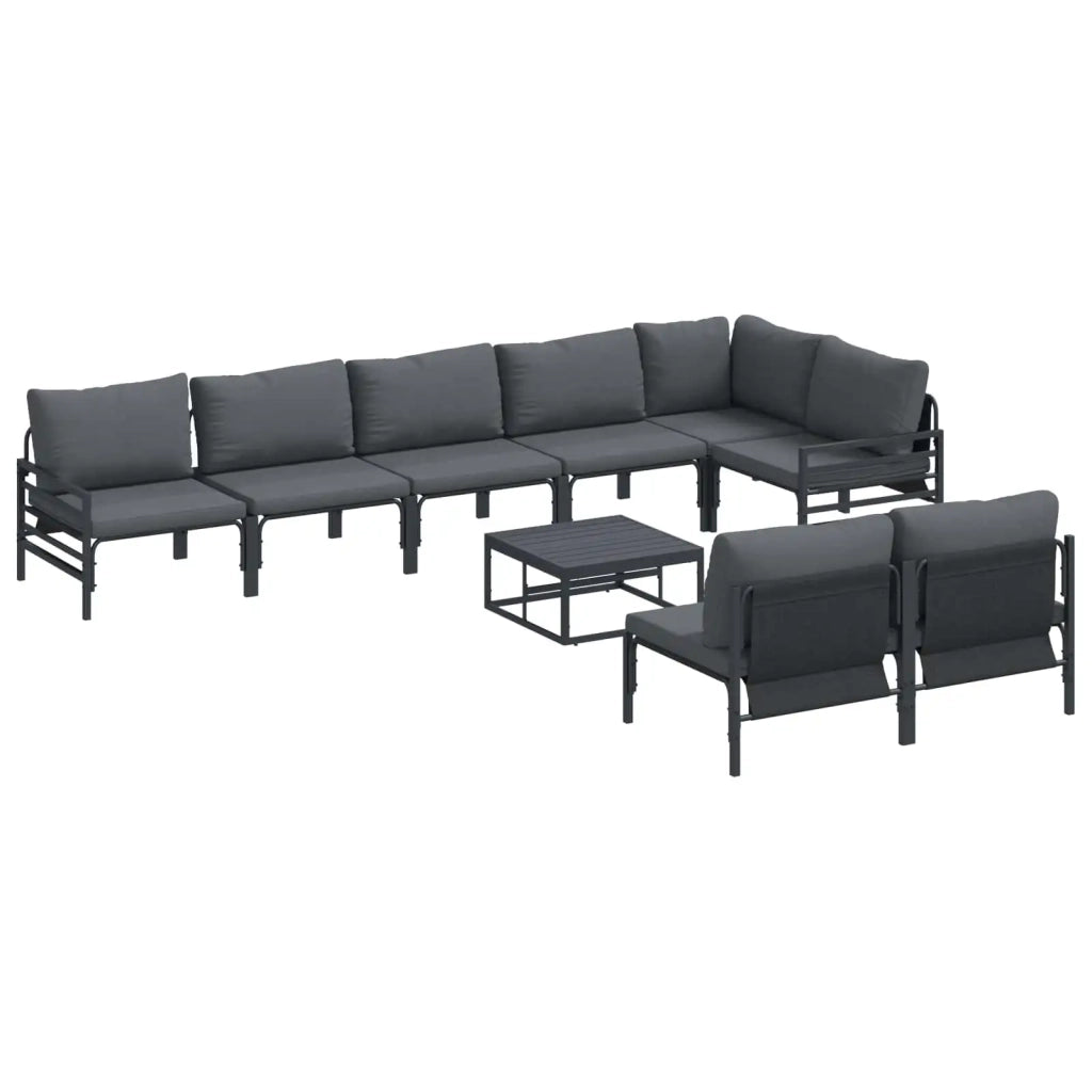 Set Divano da Giardino con cuscino 9 pcs Nero Acciaio 3378995