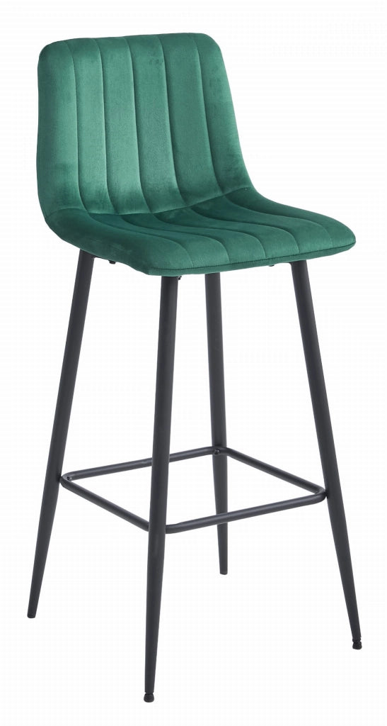 Sgabello Valora POZZA in velluto verde scuro con gambe nere per cucina x2