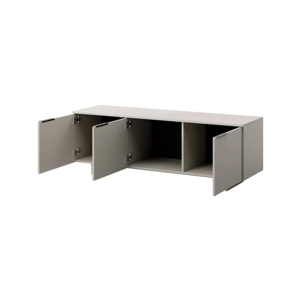 Mobile porta TV Matenano, Madia da salotto con tre ante battenti, Rialzato da terra, 150x42 h55 cm, Beige