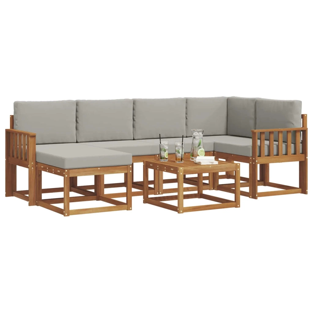 Set di divani da esterno 7 pcs Grigio Naturale e Chiaro 3366669