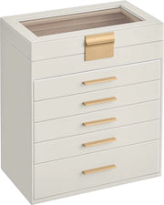 Scatola per gioielli - 16,3 x 25,1 x 29 CM - 5 ante - Bianco
