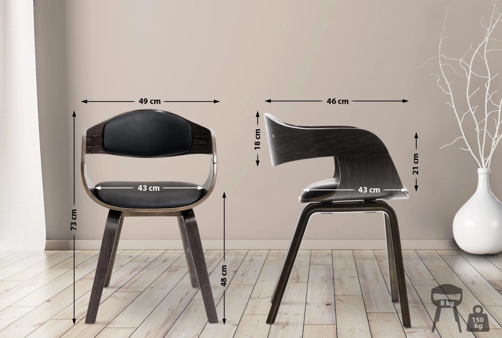 Sedia Kingston in Similpelle nero/grigio