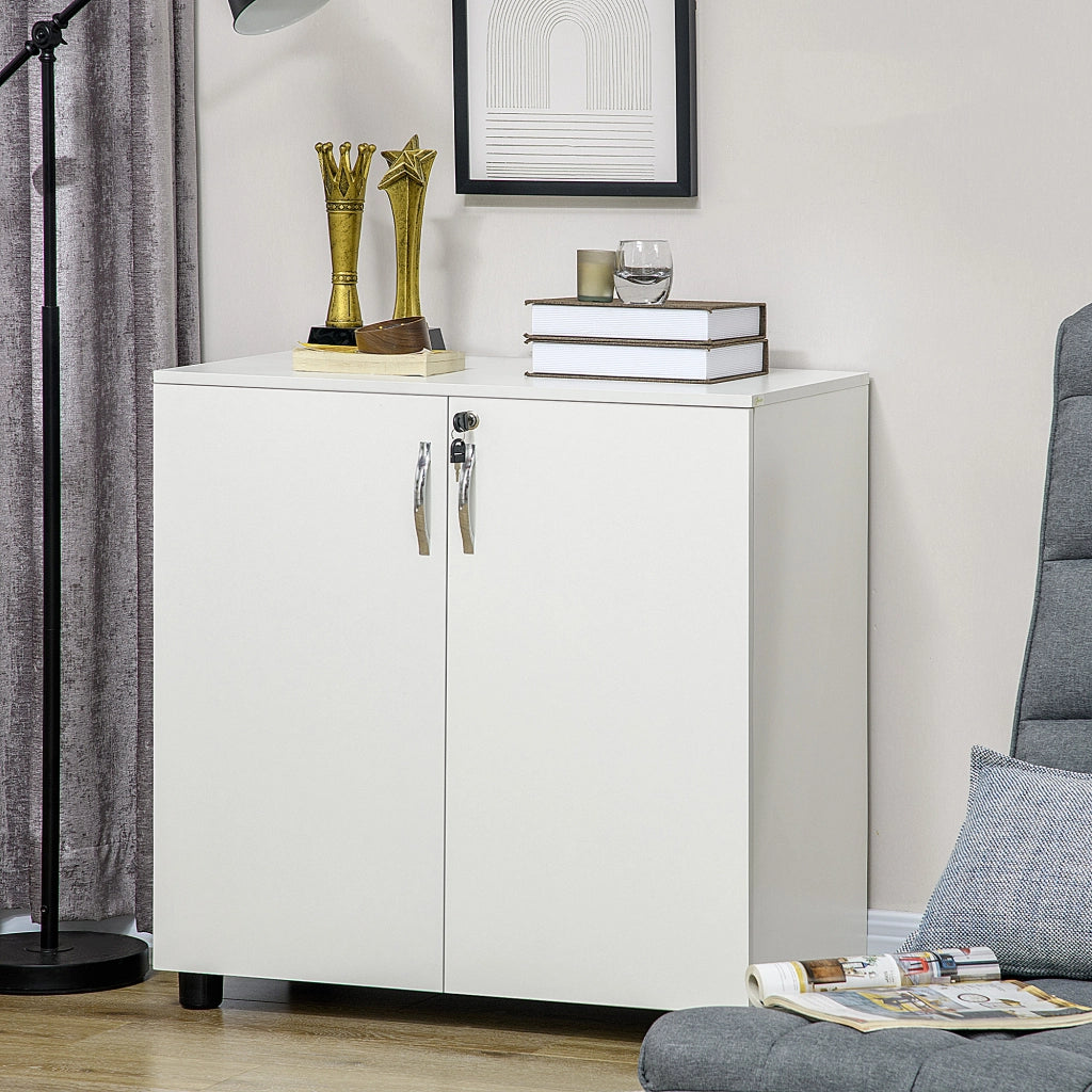 Armadio da Ufficio con 2 Ante e Serratura ¨C Zephmum ¨C Bianco 80x40x80 cm