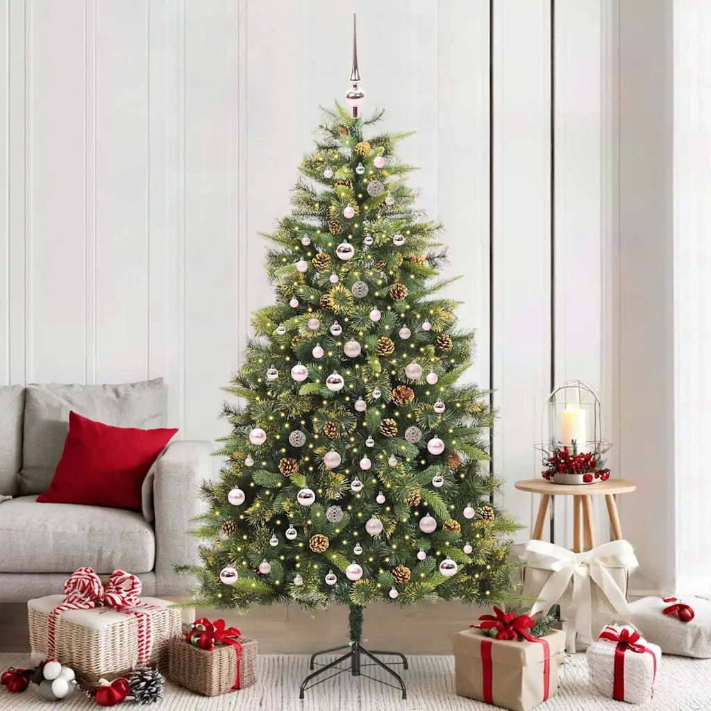 Albero di Natale artificiale pieghevole con coni Verde 210 cm 3395100