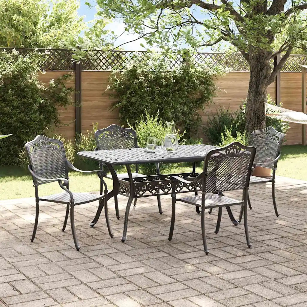 Set da Pranzo per Giardino 5 pcs Nero Alluminio 3334661