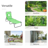 Lettino Sdraio Pieghevole 187x58x36 cm in Acciaio e Tessuto Oxford Verde