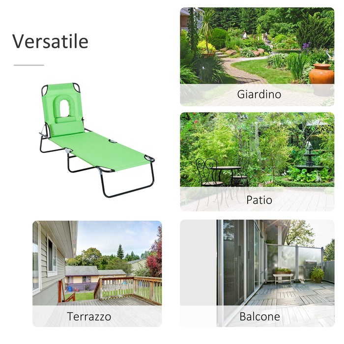 Lettino Sdraio Pieghevole 187x58x36 cm in Acciaio e Tessuto Oxford Verde