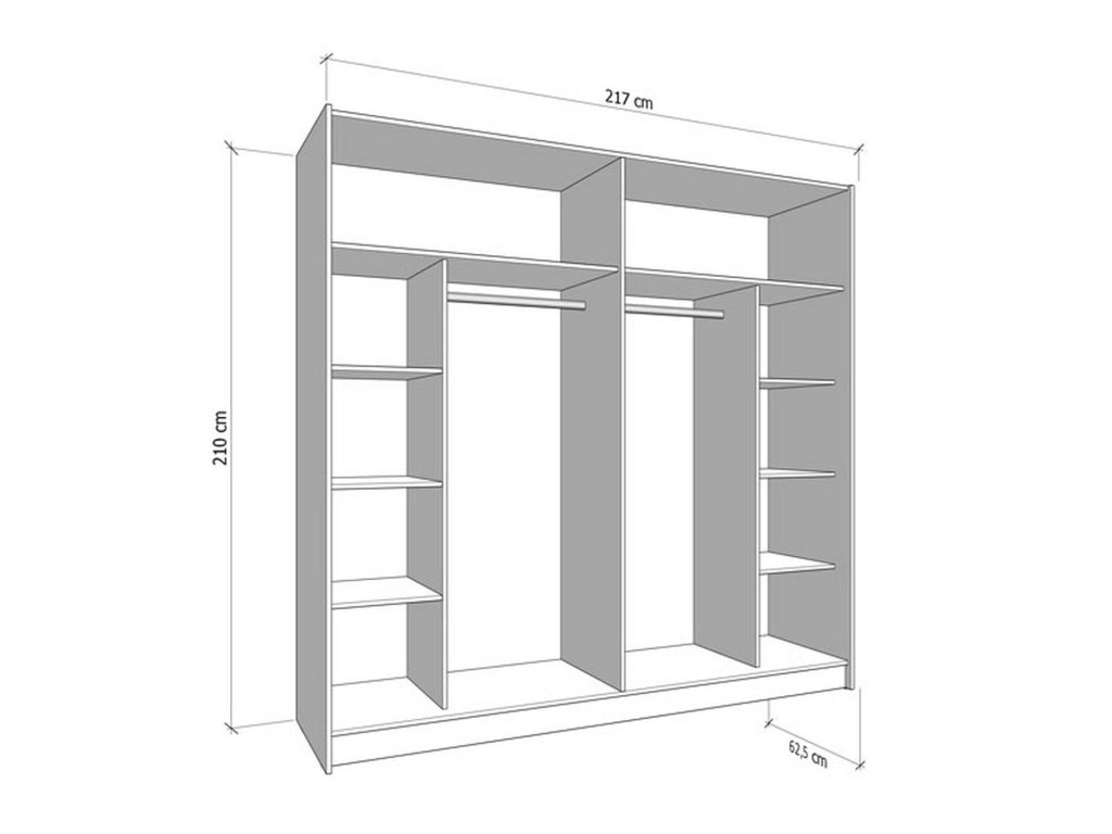 Armadio Camera da Letto Soncino, Guardaroba Grande Appendiabiti, 217x210h cm Bianco Opaco