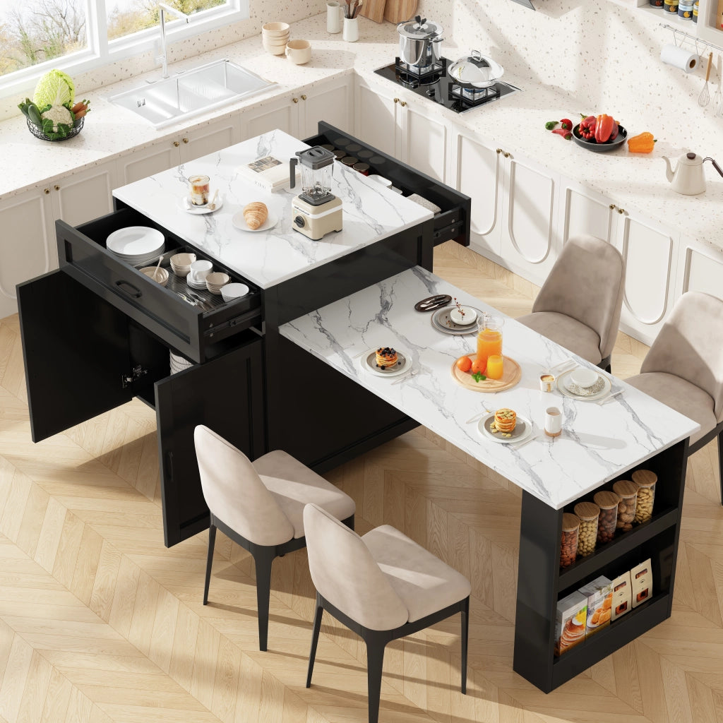 TAVOLO BAR Estensibile 98-204x70x93,5 cm MDF Nero con contenitore