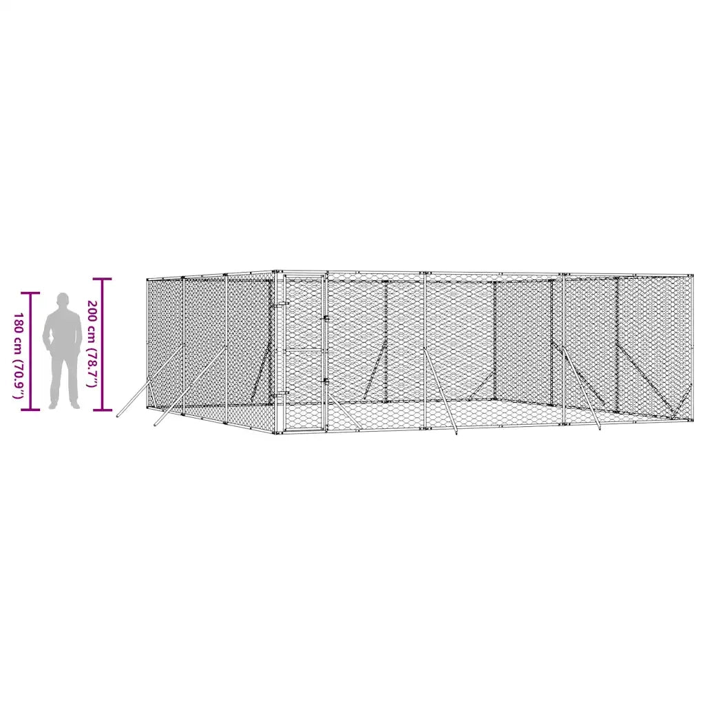 Cuccia per Cani da Esterno Argento 6x6x2 m in Acciaio Zincato 3190460