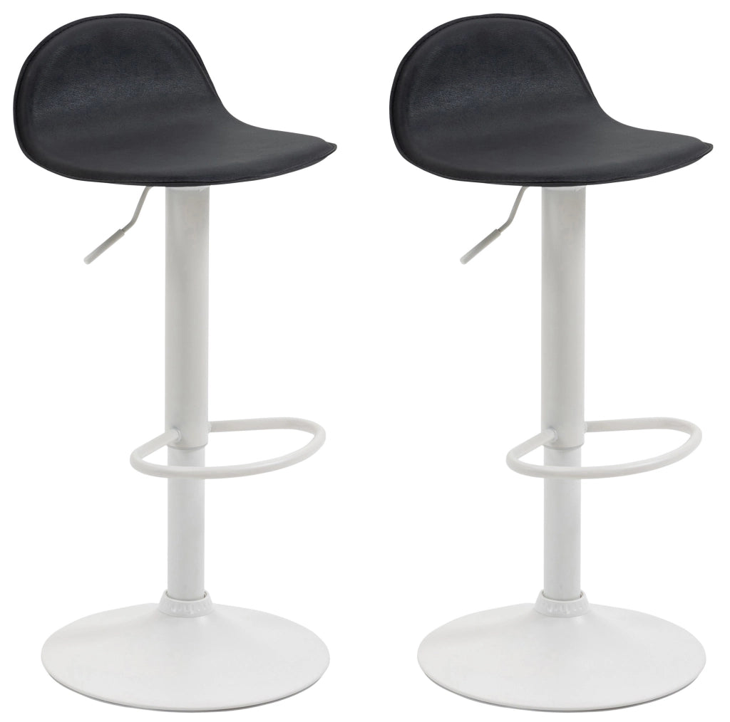 Set 2 Sgabelli Alti Lana in Similpelle nero,bianco