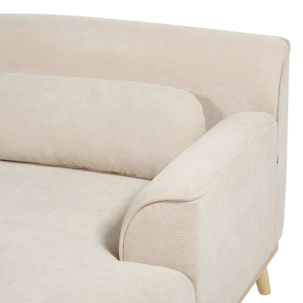 Divano angolare Beige velluto a coste con base in legno 3 posti a sinistra Divano retrò Soggiorno